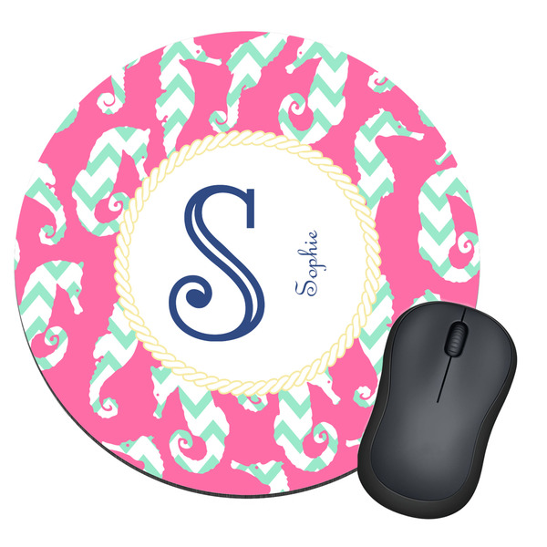 Custom Sea Horses Round Mouse Pad (Personalized)