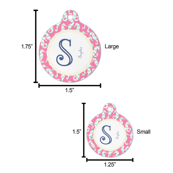 Sea Horses Round Pet ID Tag - Large - Comparison Scale