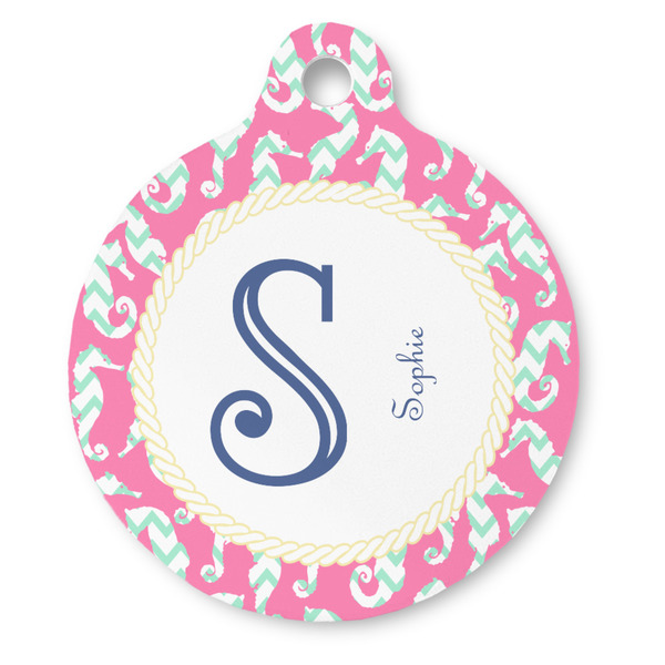 Custom Sea Horses Round Pet ID Tag (Personalized)
