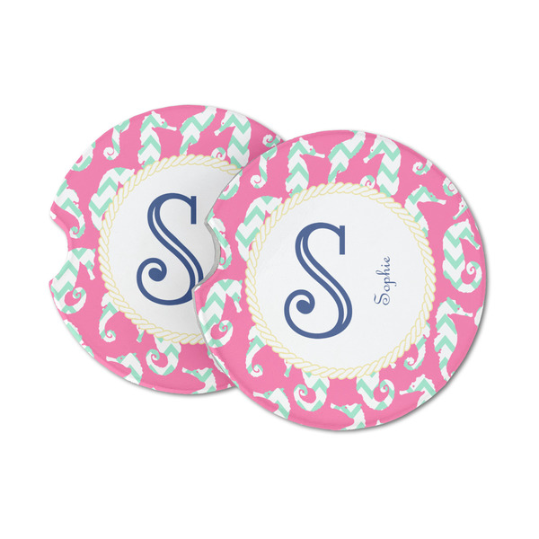 Custom Sea Horses Sandstone Car Coasters - Set of 2 (Personalized)