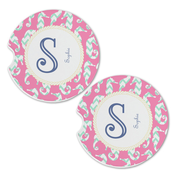 Sea Horses Sandstone Car Coasters - Set of 2