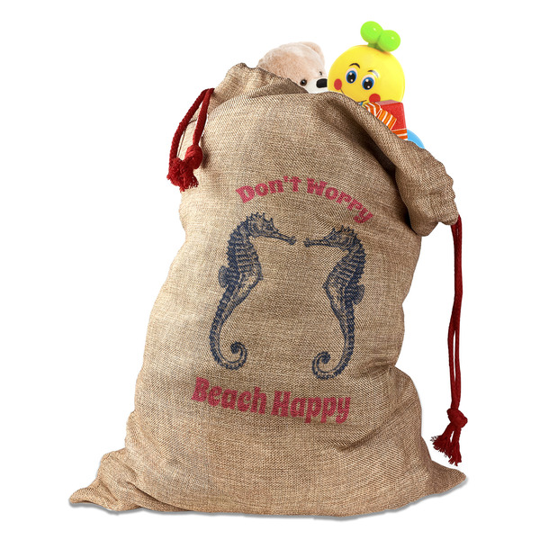 Sea Horses Santa Bag - Front (stuffed w toys) PARENT