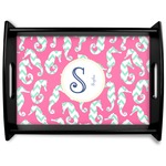 Sea Horses Black Wooden Tray - Large (Personalized)