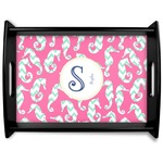 Sea Horses Black Wooden Tray - Large (Personalized)