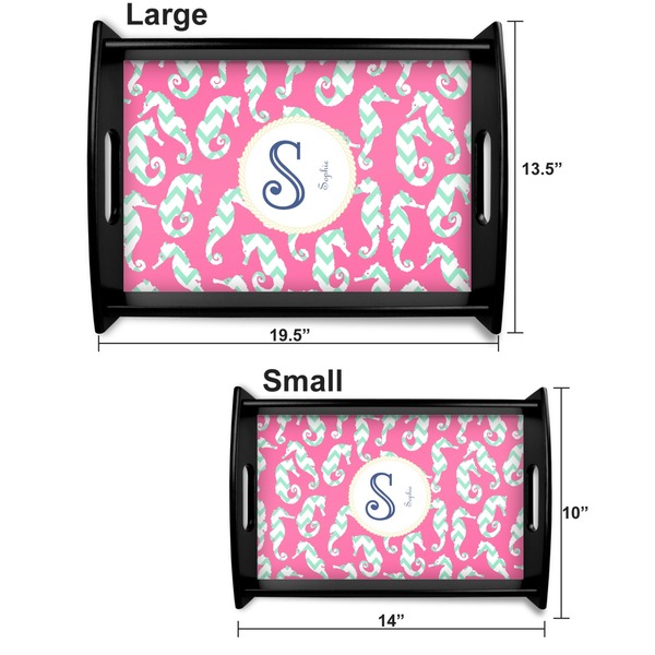 Sea Horses Serving Tray Black Sizes