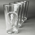 Sea Horses Pint Glasses - Engraved (Set of 4) (Personalized)