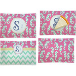 Sea Horses Set of 4 Glass Rectangular Appetizer / Dessert Plate (Personalized)