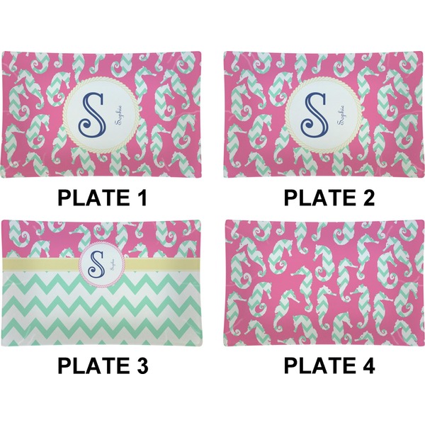 Sea Horses Set of Rectangular Dinner Plates (Approval)