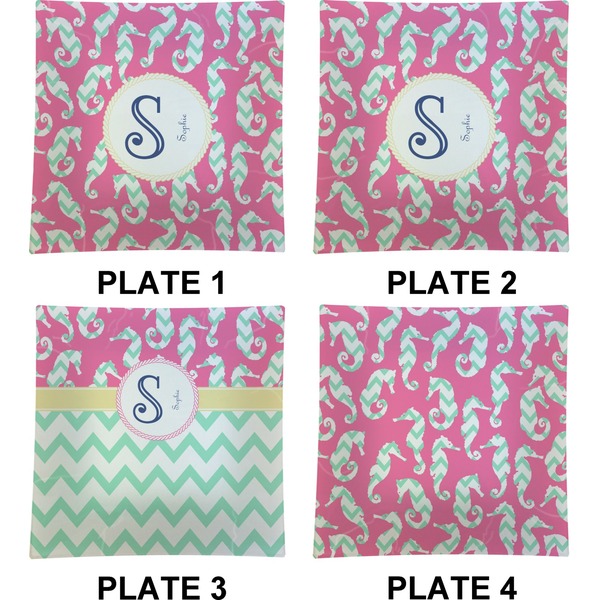Sea Horses Set of Square Dinner Plates (Approval)