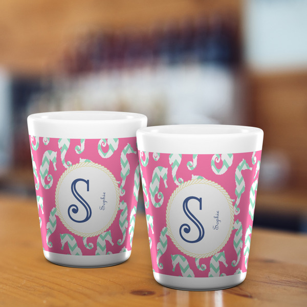 Sea Horses Shot Glass - White - LIFESTYLE