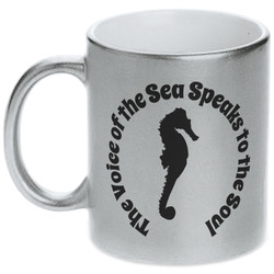 Sea Horses Metallic Silver Mug (Personalized)