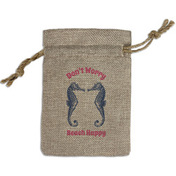 Sea Horses Small Burlap Gift Bag - Front (Personalized)