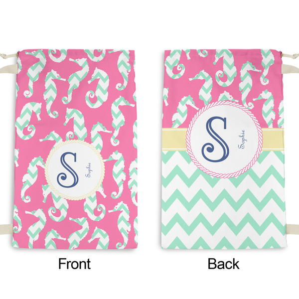 Sea Horses Small Laundry Bag - Front & Back View