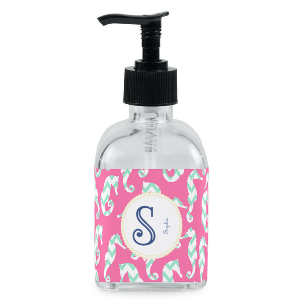 Custom Sea Horses Glass Soap & Lotion Bottle - Single Bottle (Personalized)