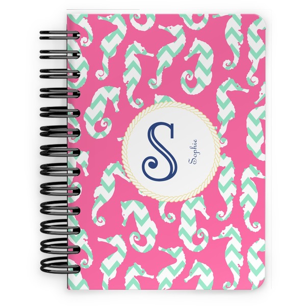 Custom Sea Horses Spiral Notebook - 5x7 w/ Name and Initial