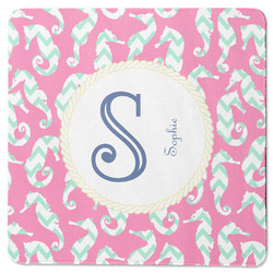 Sea Horses Square Rubber Backed Coaster (Personalized)