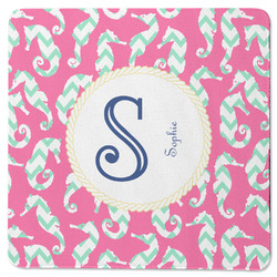 Sea Horses Square Rubber Backed Coaster (Personalized)