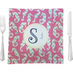 Sea Horses 9.5" Glass Square Lunch / Dinner Plate- Single or Set of 4 (Personalized)