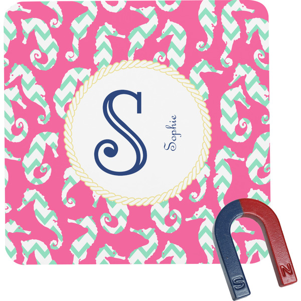 Custom Sea Horses Square Fridge Magnet (Personalized)