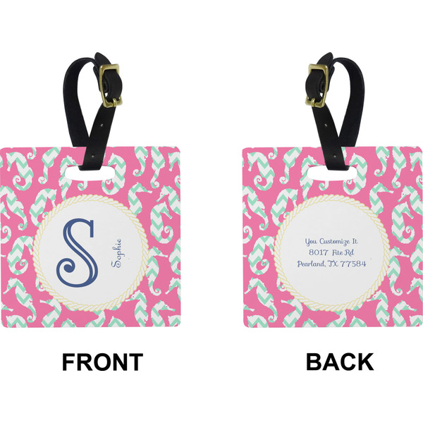 Sea Horses Square Luggage Tag (Front + Back)