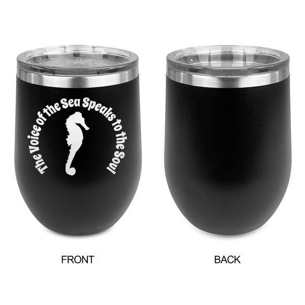 Sea Horses Stainless Wine Tumblers - Black - Single Sided - Approval