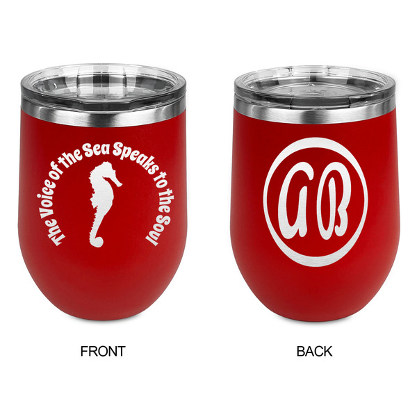 Sea Horses Stainless Wine Tumblers - Red - Double Sided - Approval