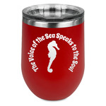 Sea Horses Stemless Stainless Steel Wine Tumbler - Red - Double Sided (Personalized)