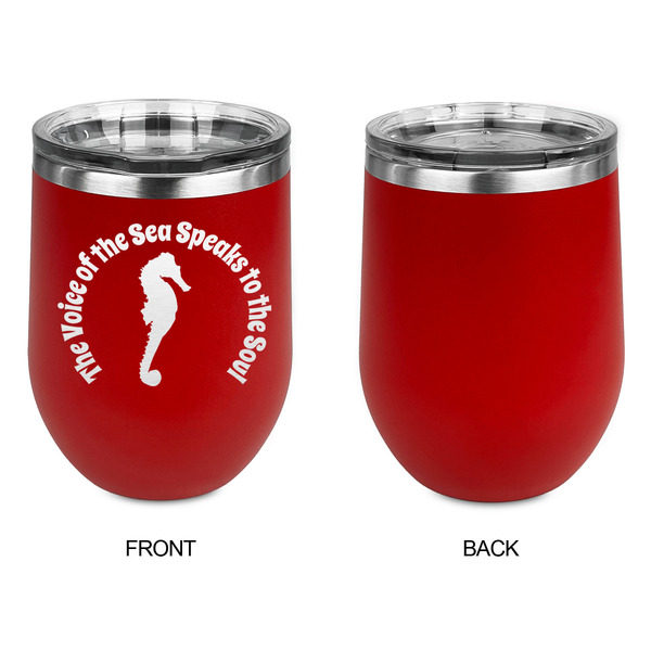 Sea Horses Stainless Wine Tumblers - Red - Single Sided - Approval