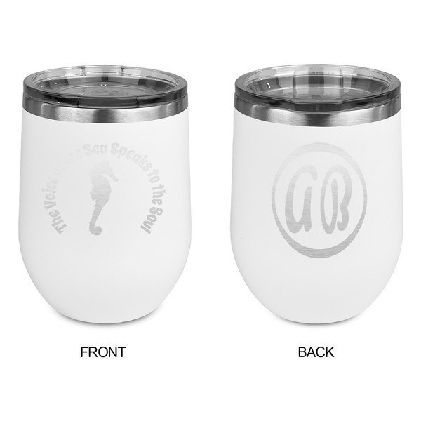 Sea Horses Stainless Wine Tumblers - White - Double Sided - Approval