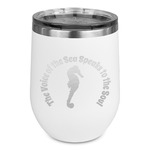 Sea Horses Stemless Stainless Steel Wine Tumbler - White - Single Sided (Personalized)