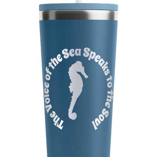Sea Horses Steel Blue RTIC Everyday Tumbler - 28 oz. - Close Up