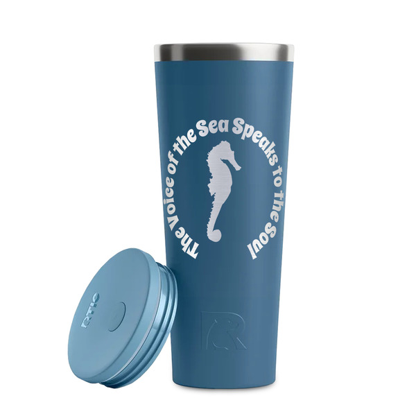 Sea Horses Steel Blue RTIC Everyday Tumbler - 28 oz. - Lid Off