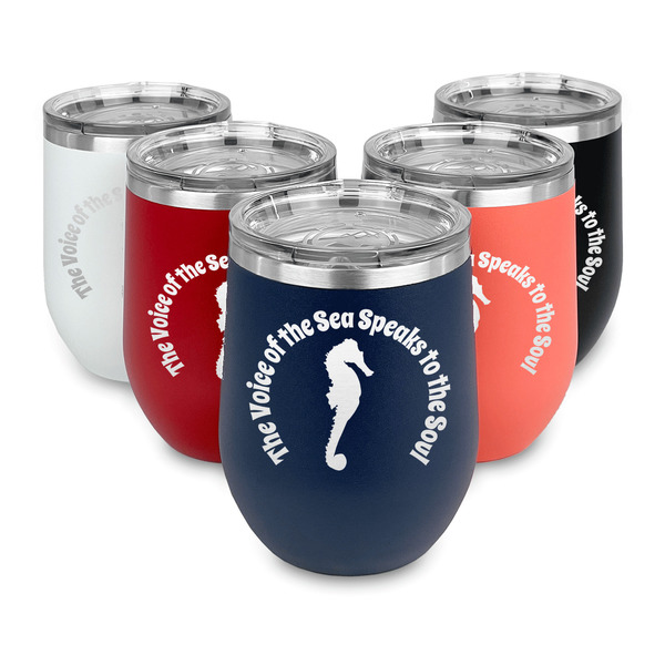 Sea Horses Steel Wine Tumblers Multiple Colors