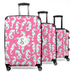 Sea Horses 3 Piece Luggage Set - 20" Carry On, 24" Medium Checked, 28" Large Checked (Personalized)