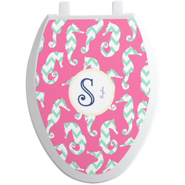 Custom Sea Horses Toilet Seat Decal - Elongated (Personalized)