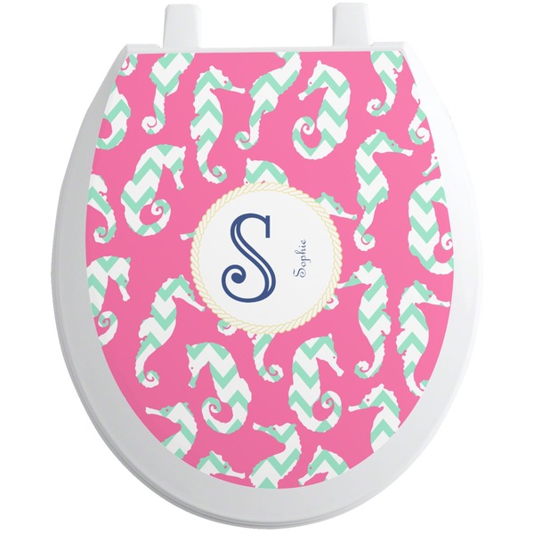 Custom Sea Horses Toilet Seat Decal - Round (Personalized)