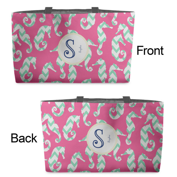 Sea Horses Tote w/Black Handles - Front & Back Views