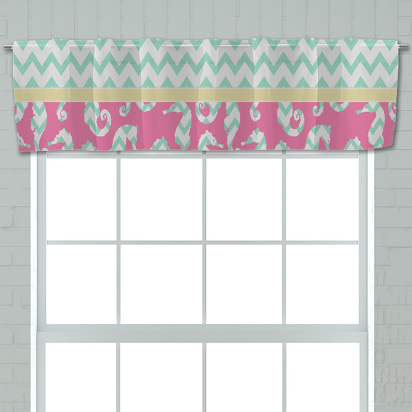 Sea Horses Valance - Closeup on window