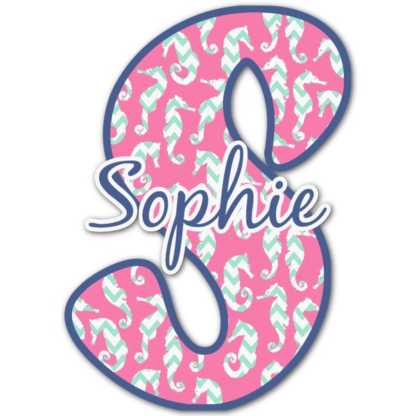 Custom Sea Horses Name & Initial Decal - Up to 9"x9" (Personalized)