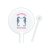 Sea Horses 5.5" Round Plastic Stir Sticks - White - Single Sided (Personalized)