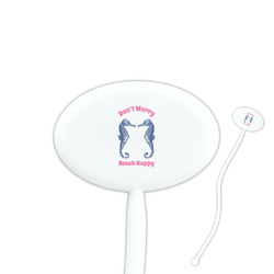 Sea Horses 7" Oval Plastic Stir Sticks - White - Double Sided (Personalized)