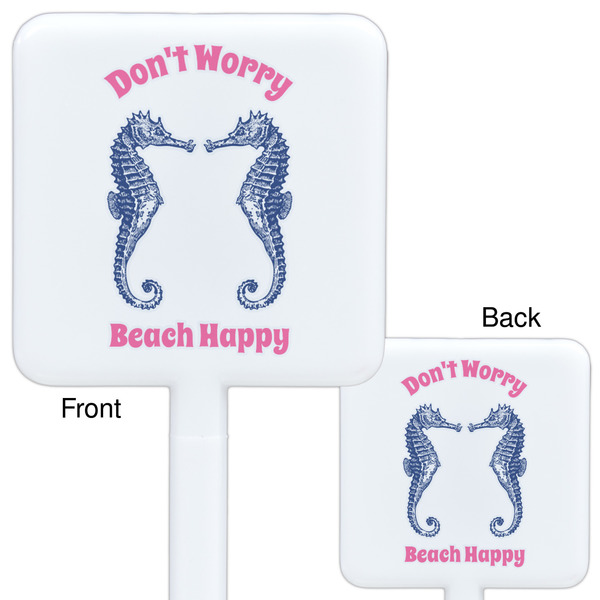 Sea Horses White Plastic Stir Stick - Double Sided - Approval