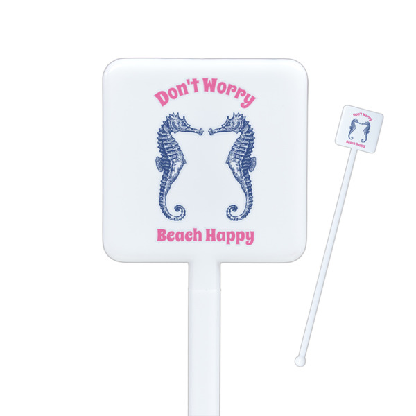 Custom Sea Horses Square Plastic Stir Sticks (Personalized)
