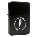 Sea Horses Windproof Lighter - Black - Single Sided & Lid Engraved (Personalized)