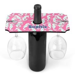 Sea Horses Wine Bottle & Glass Holder (Personalized)