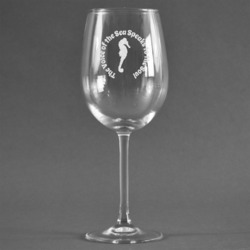 Sea Horses Wine Glass - Engraved (Personalized)