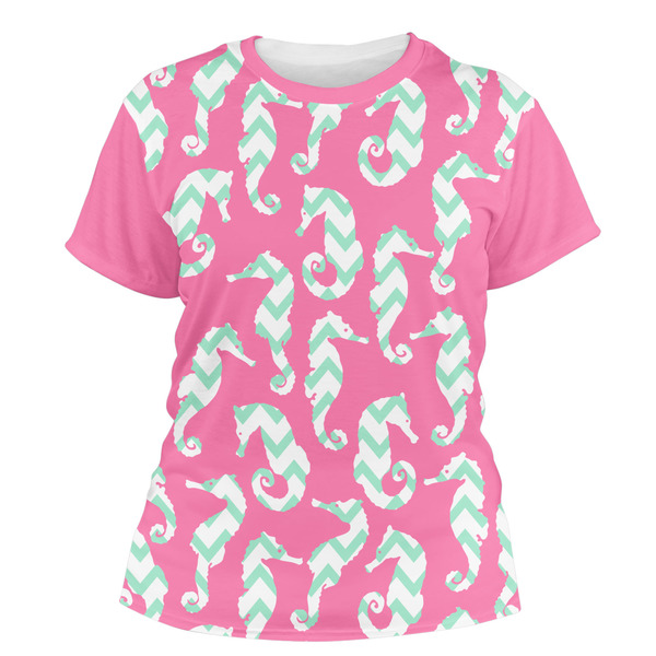 Custom Sea Horses Women's Crew T-Shirt - Large