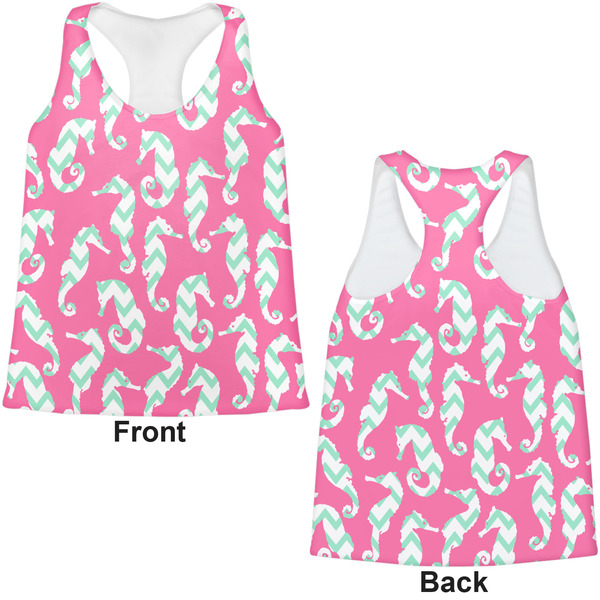 Sea Horses Womens Racerback Tank Tops - Medium - Front and Back