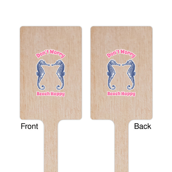 Sea Horses Wooden 6.25" Stir Stick - Rectangular - Double Sided - Front & Back