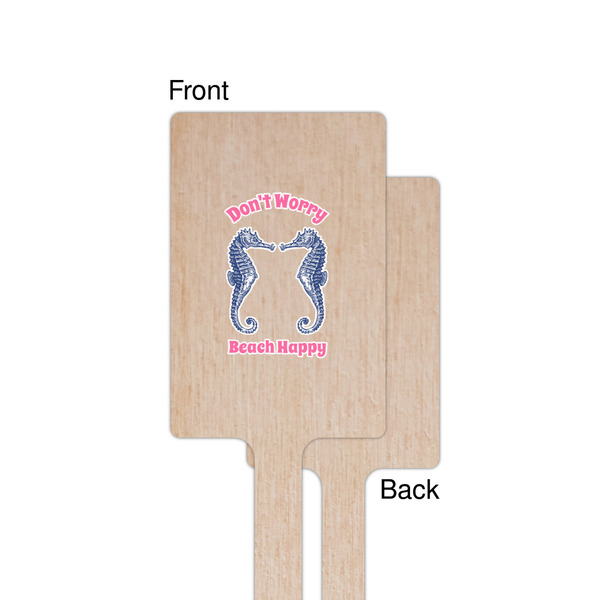 Sea Horses Wooden 6.25" Stir Stick - Rectangular - Single - Front & Back